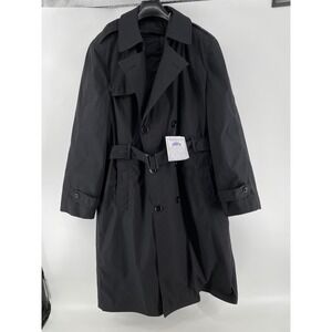 DSCP Trench Coat Men 42R Black Double Breasted Belted Military Rain Jacket